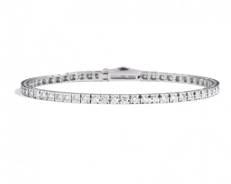 Bracciale tennis unisex Recarlo "Face Cube" in oro bianco e diamanti T39SE884/D-18