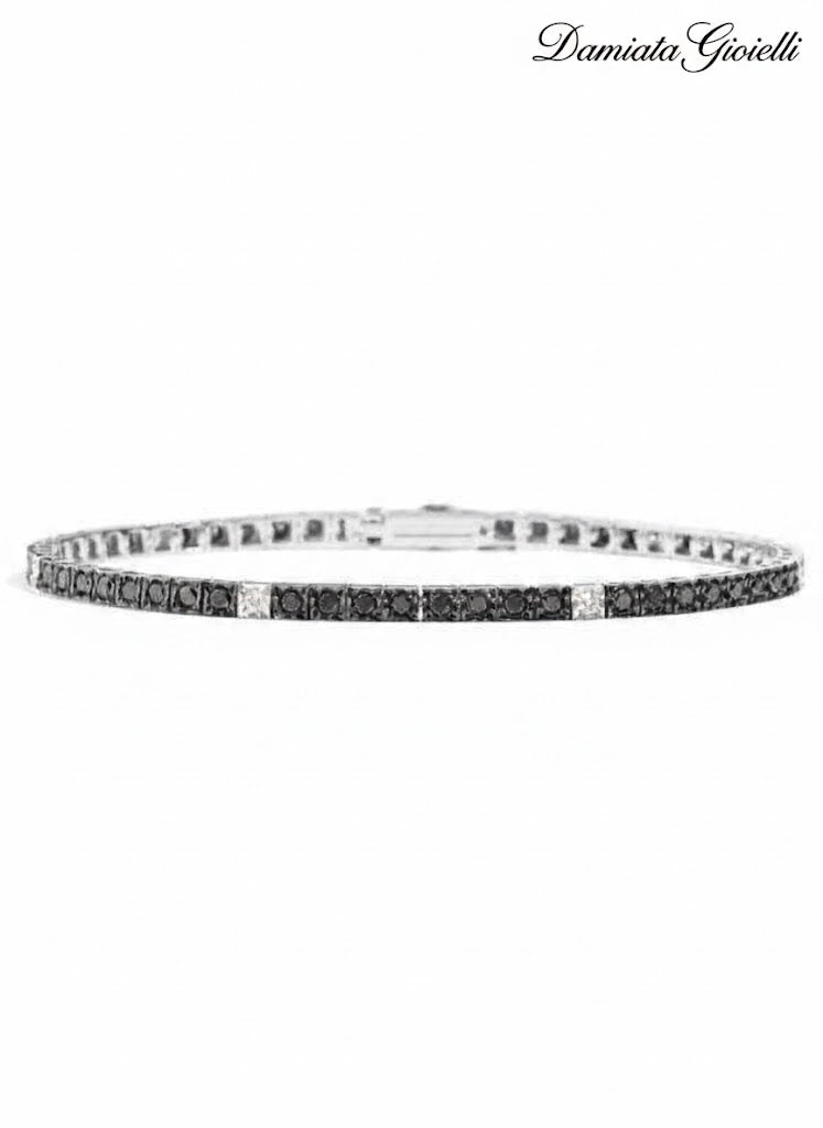 Bracciale tennis unisex Recarlo "Face Cube" in oro bianco e diamanti T39SE884/KX-18