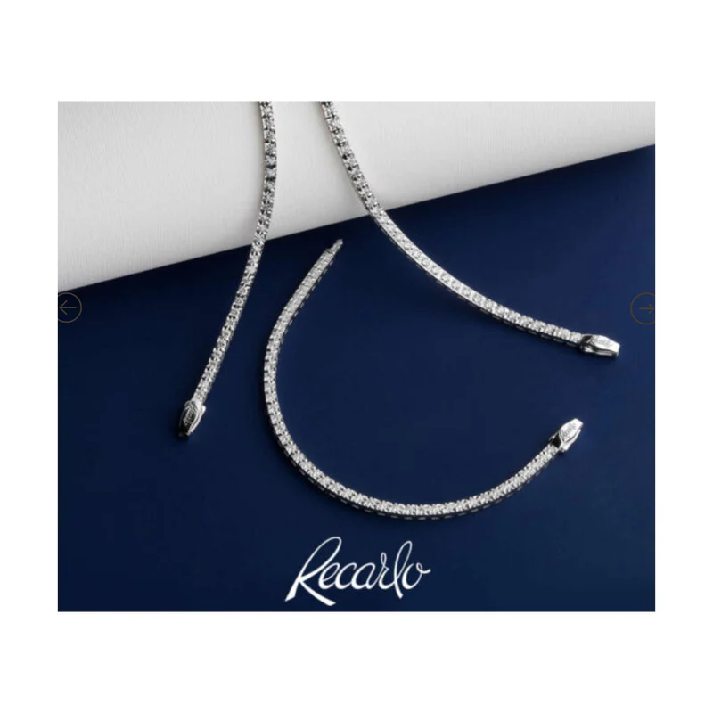 Bracciale tennis unisex Recarlo "Face Cube" in oro bianco e diamanti T39SE885/D-18