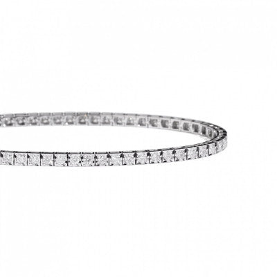 Bracciale tennis unisex Recarlo "Face Cube" in oro bianco e diamanti T39SE885/D-18