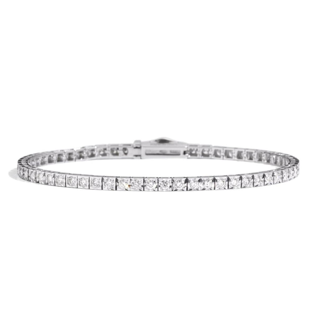 Bracciale tennis unisex Recarlo "Face Cube" in oro bianco e diamanti T39SE885/D-18