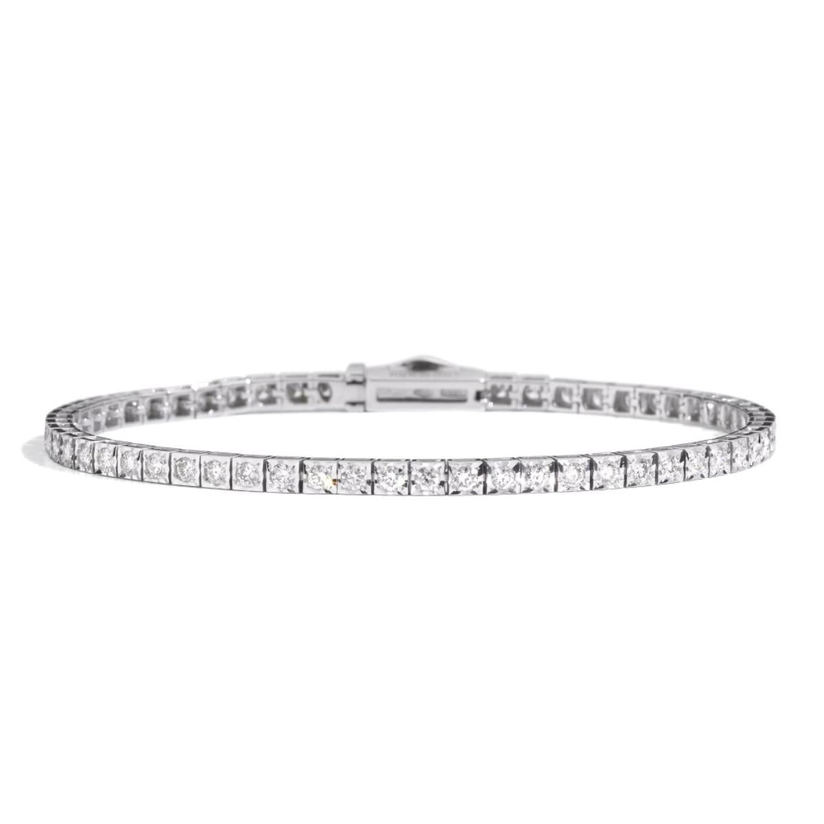 Bracciale tennis unisex Recarlo "Face Cube" in oro bianco e diamanti T39SE885/D-18