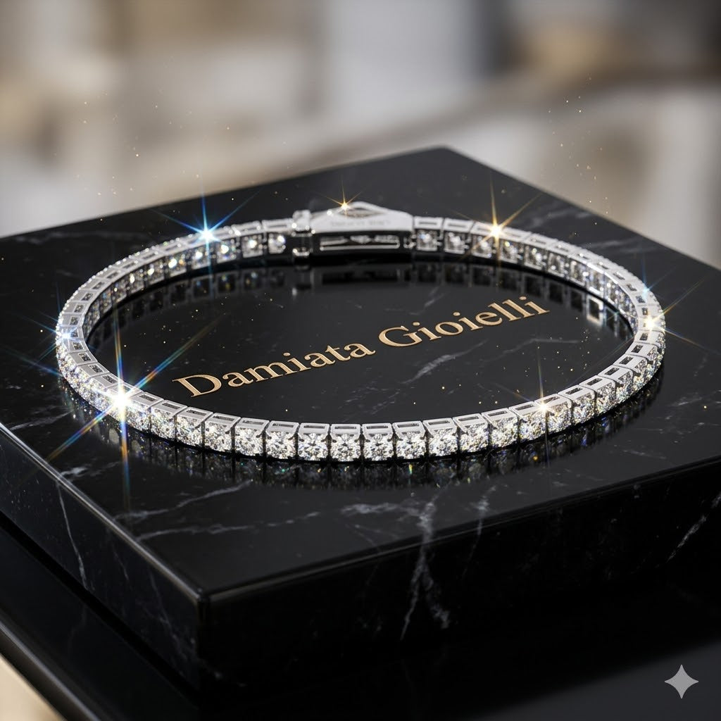 Bracciale tennis unisex Recarlo "Face Cube" in oro bianco e diamanti T39SE885/D-18
