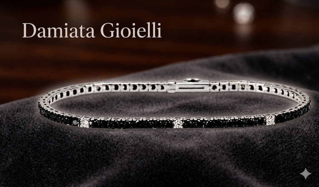 Bracciale tennis unisex Recarlo "Face Cube" in oro bianco e diamanti T39SE886/KX-18