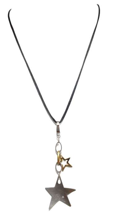 Collana Comete donna in acciaio bicolore e laccetto nero UGLM116