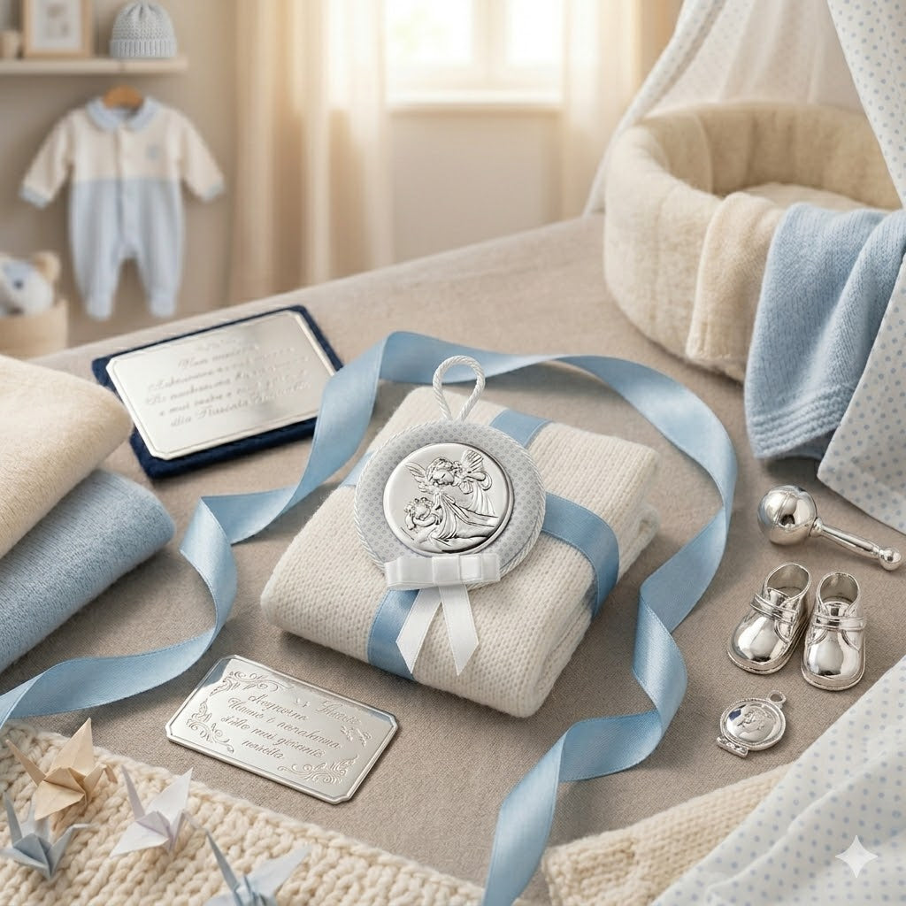 Capoculla bambino Valenti in stoffa e argento VA10492-2C