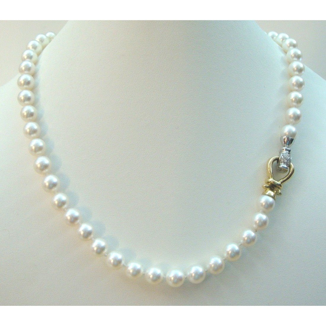 Collana filo di perle donna Orelù in oro bianco e diamanti VTNZ