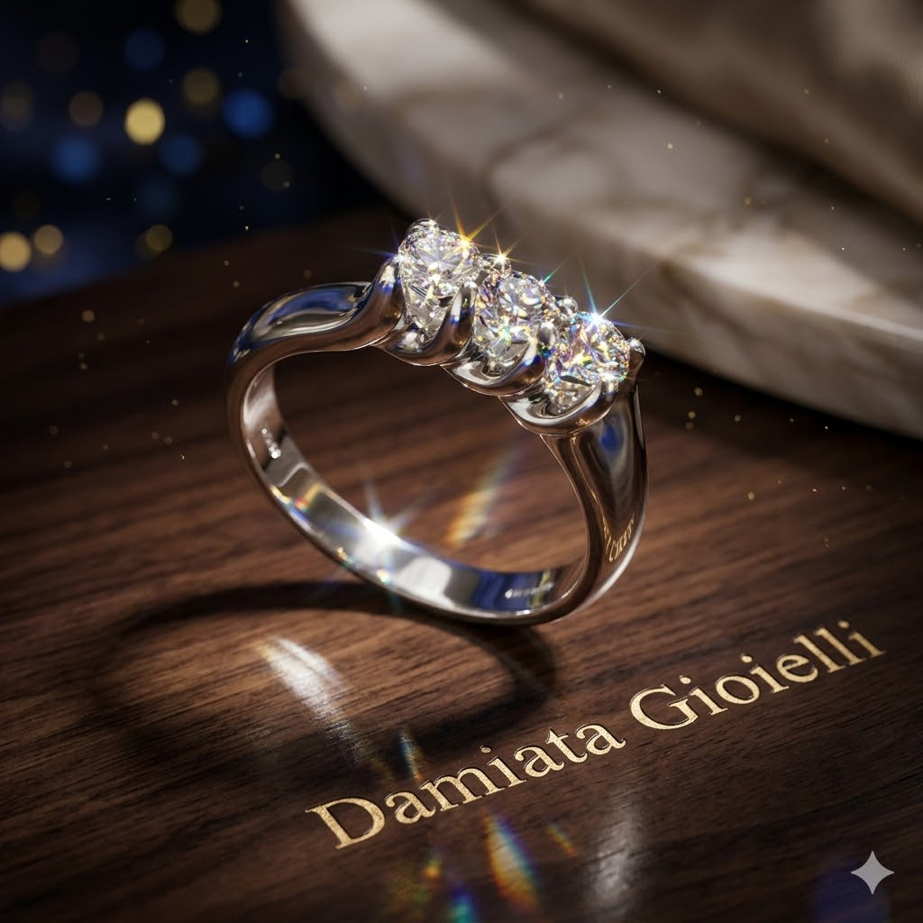 Anello trilogy donna Recarlo in oro bianco e diamanti XB723/060