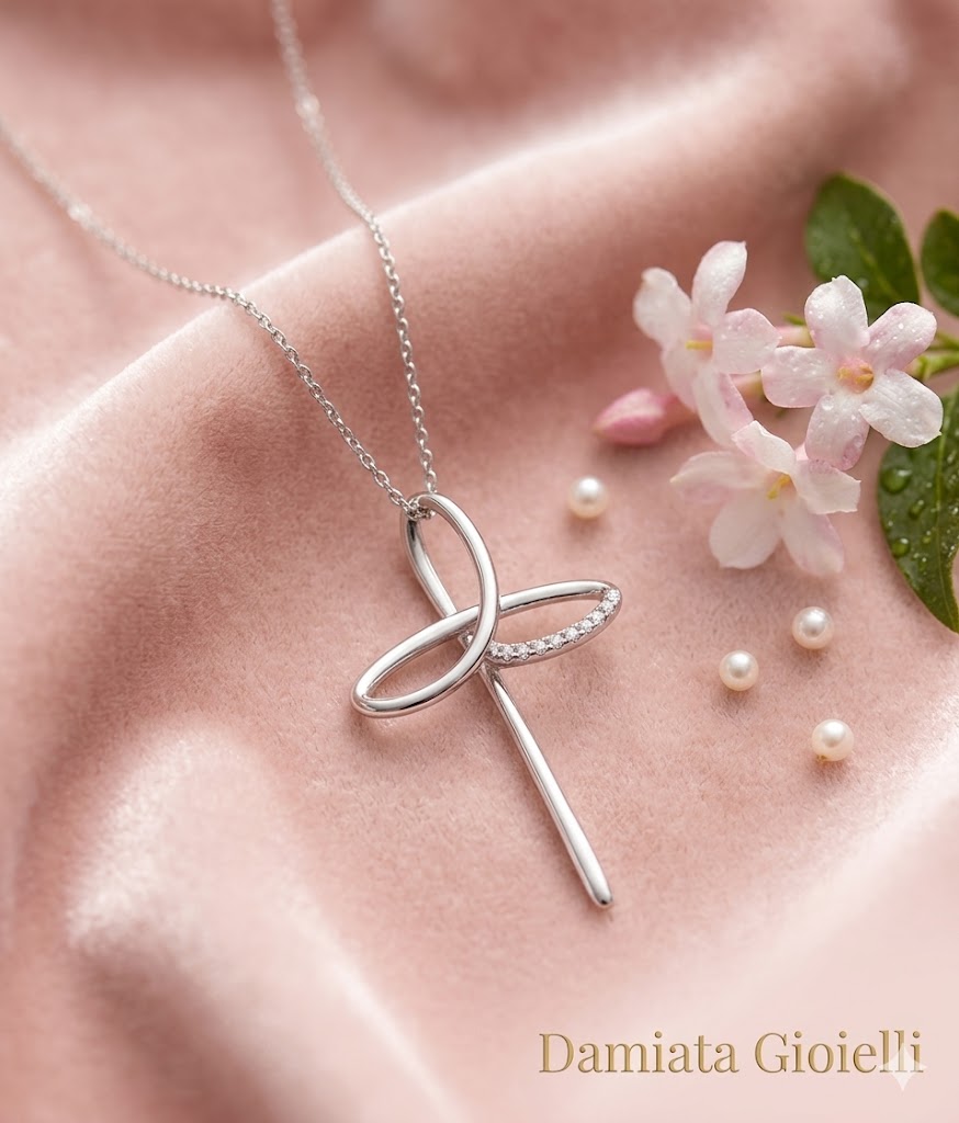Collana croce donna Recarlo in oro bianco e diamanti XD234/B