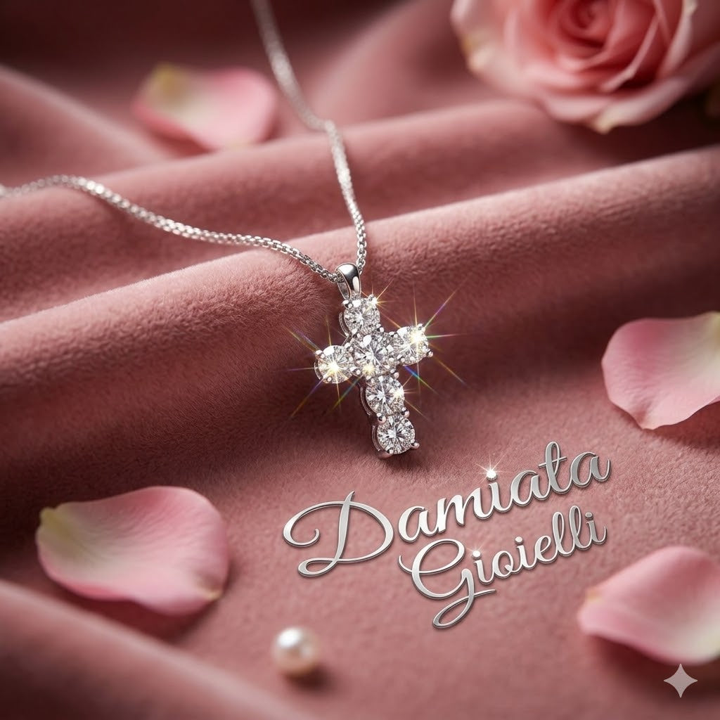 Collana croce donna Recarlo in oro bianco e diamanti XD482/060