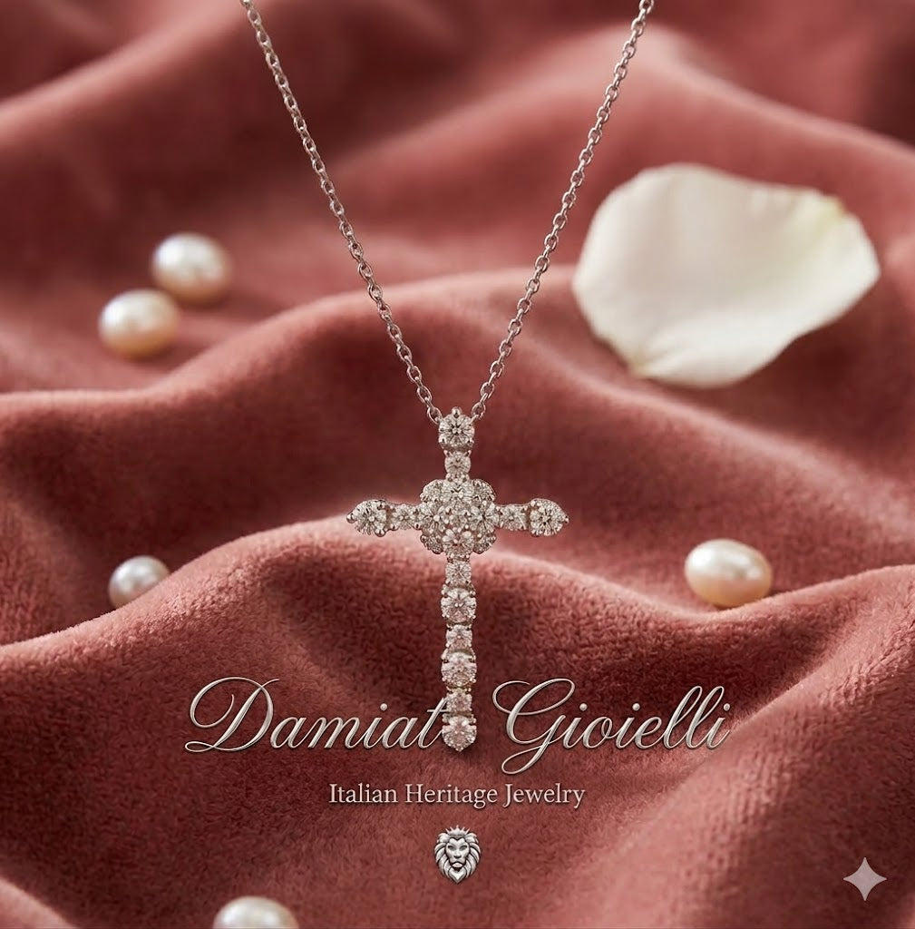 Collana croce donna Recarlo in oro bianco e diamanti YD008/055