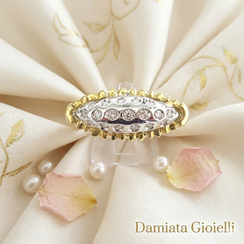 Anello fantasia donna Recarlo in oro bianco e giallo con diamanti ZC446