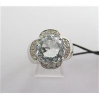 Anello fiore donna Recarlo in oro bianco, diamanti e acquamarina ZL729/B
