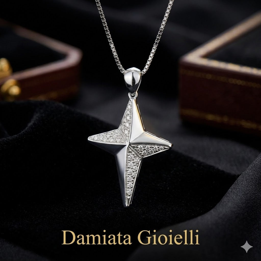 Ciondolo a croce donna Recarlo in oro bianco e diamanti ZQ344/B