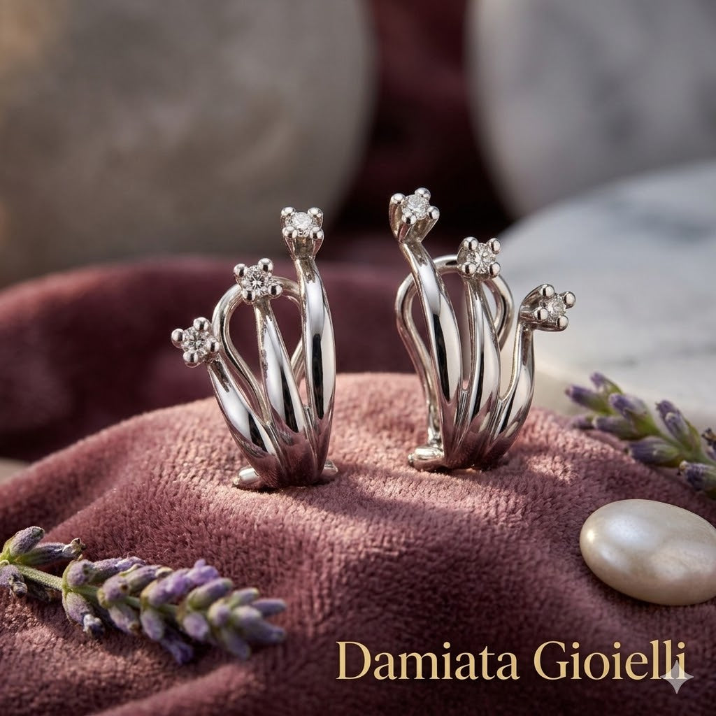 Orecchini trilogy donna Recarlo in oro bianco e diamanti ZQ796/060