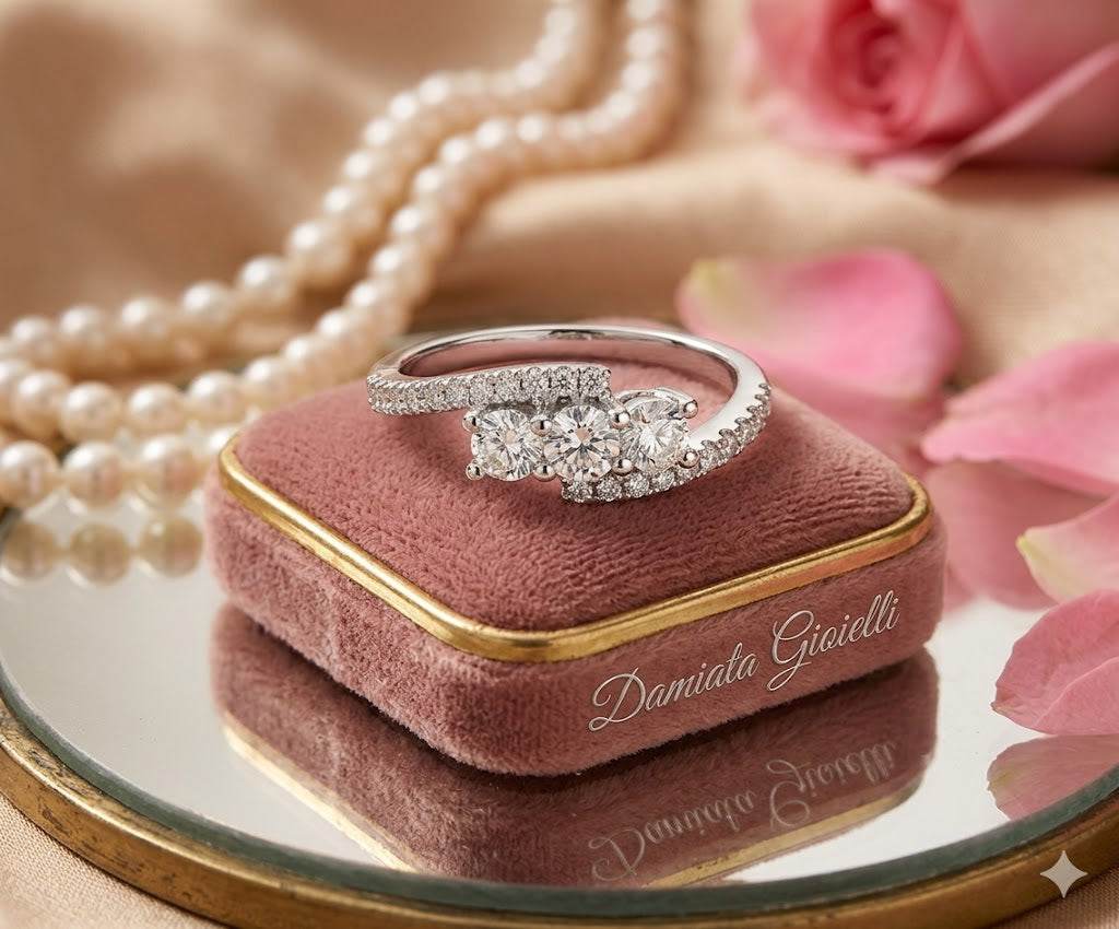 Anello trilogy donna Recarlo in oro bianco e diamanti ZR950/045