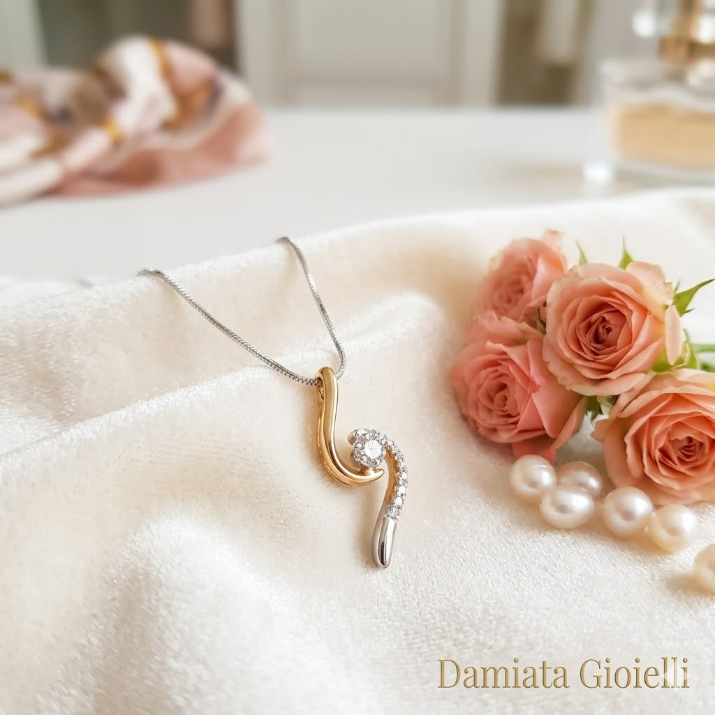 Collana fantasia donna Recarlo in oro bianco e rosè con diamanti ZS275/BR