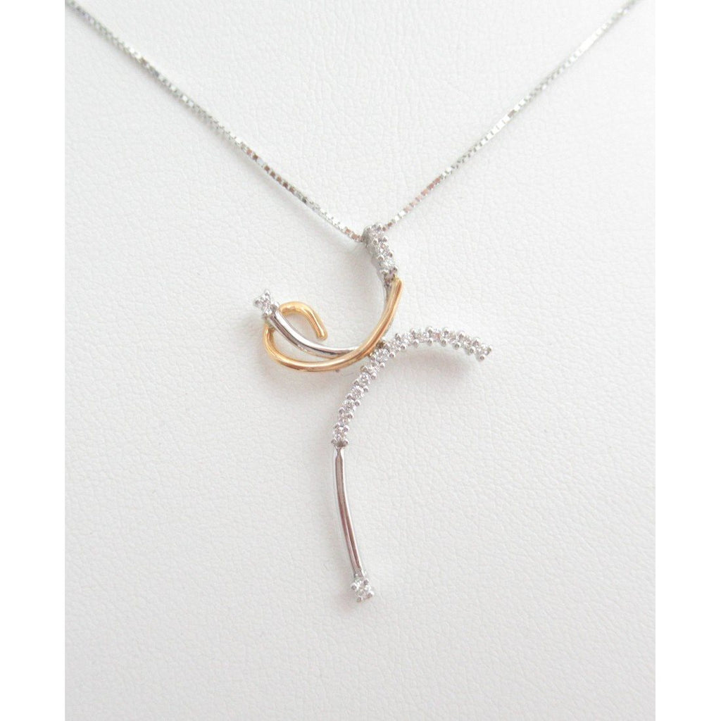Collana croce donna Recarlo in oro bianco e rosa con diamanti ZS760/BR