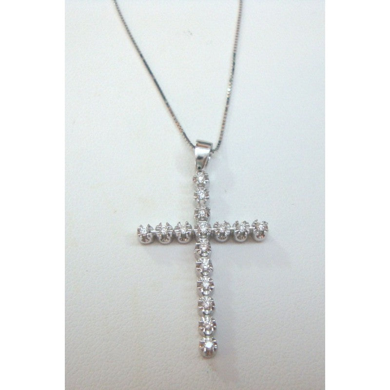 Collana croce donna Recarlo in oro bianco e diamanti ZU040/B