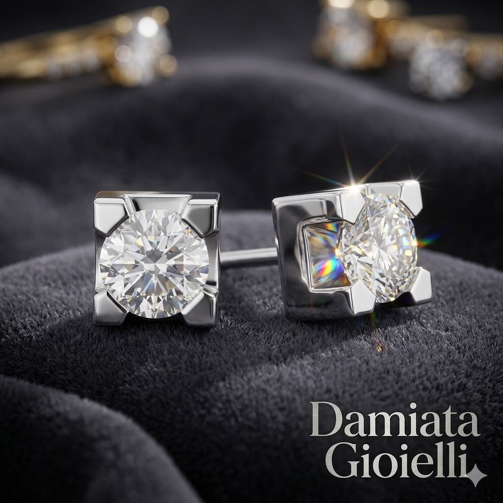 Orecchini punto luce donna Recarlo in oro bianco e diamanti ZU469/040