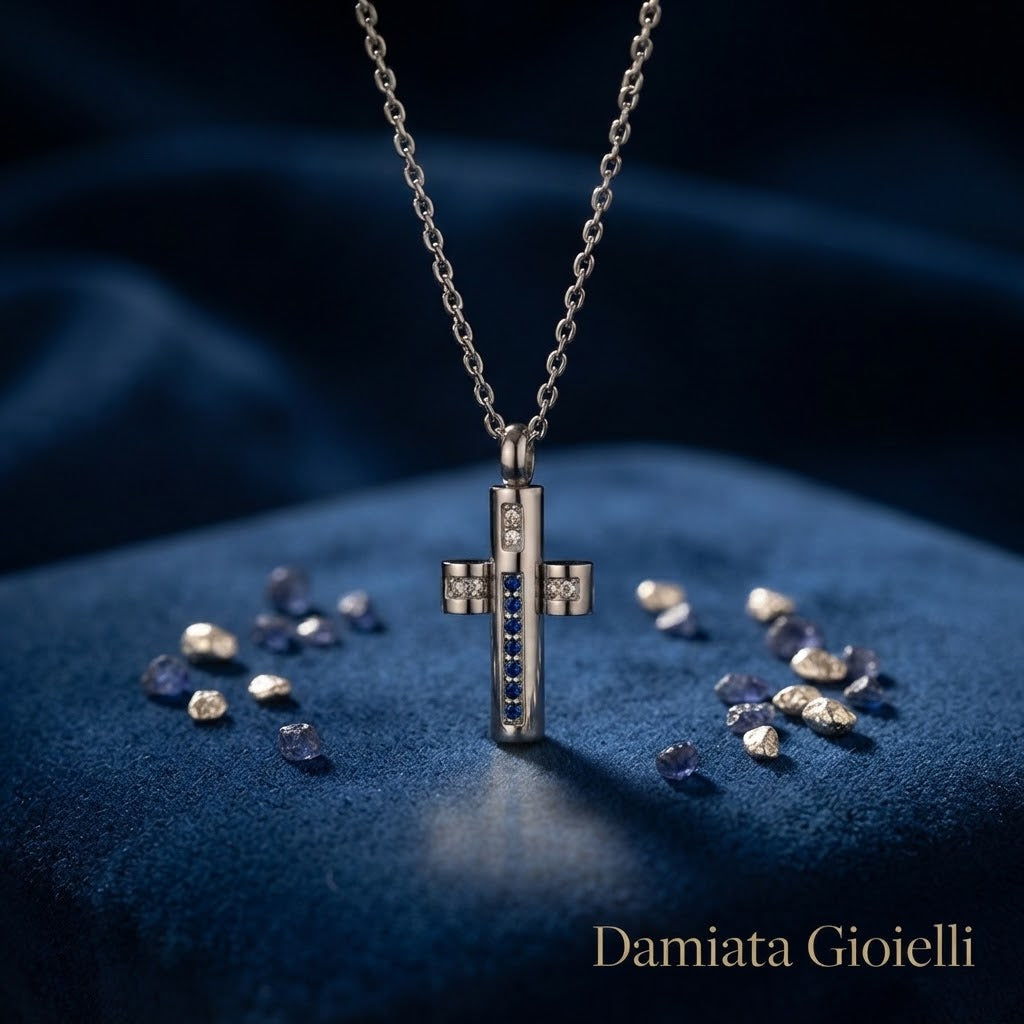 Collana uomo 1ONE con pendente a croce e zirconi ref. A2619