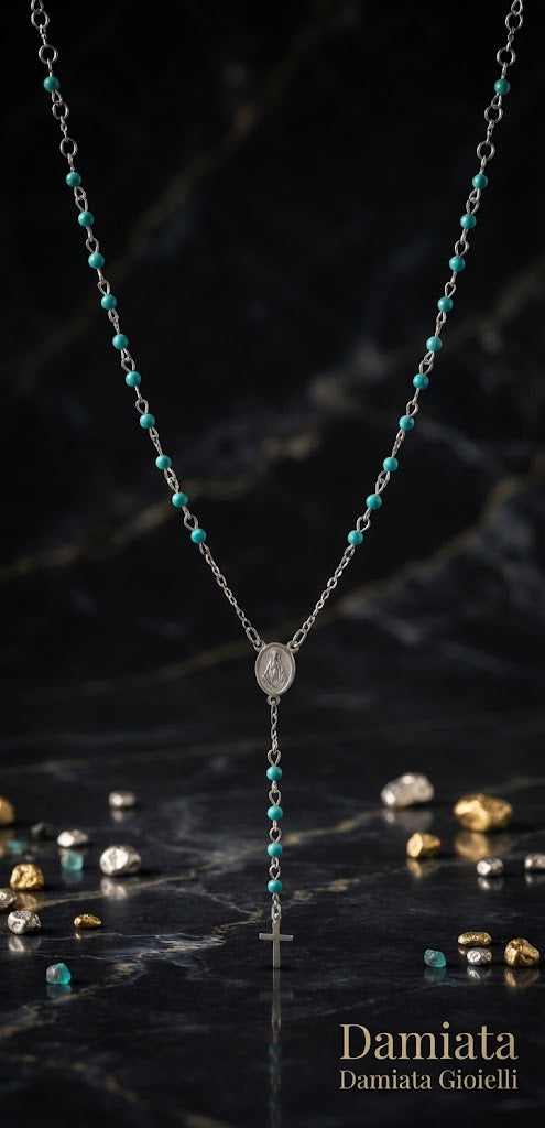 Collana rosario unisex 1ONE in acciaio e perline ref. A2620