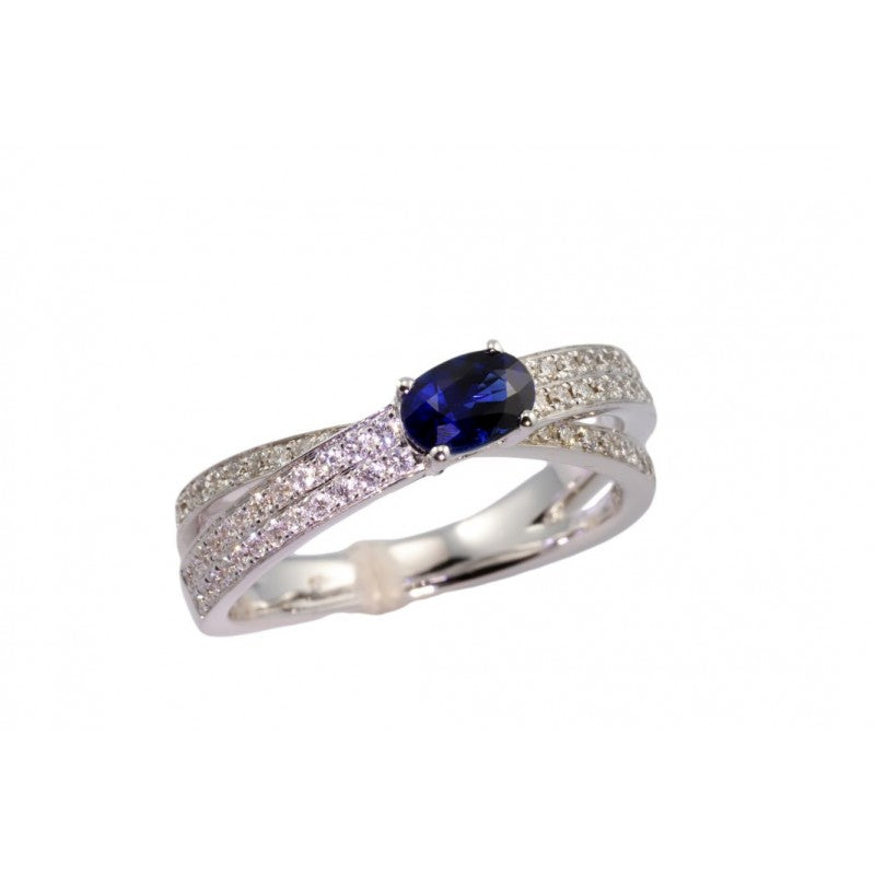Anello donna Giorgio Visconti in oro bianco, diamanti e zaffiro ABX14145Z