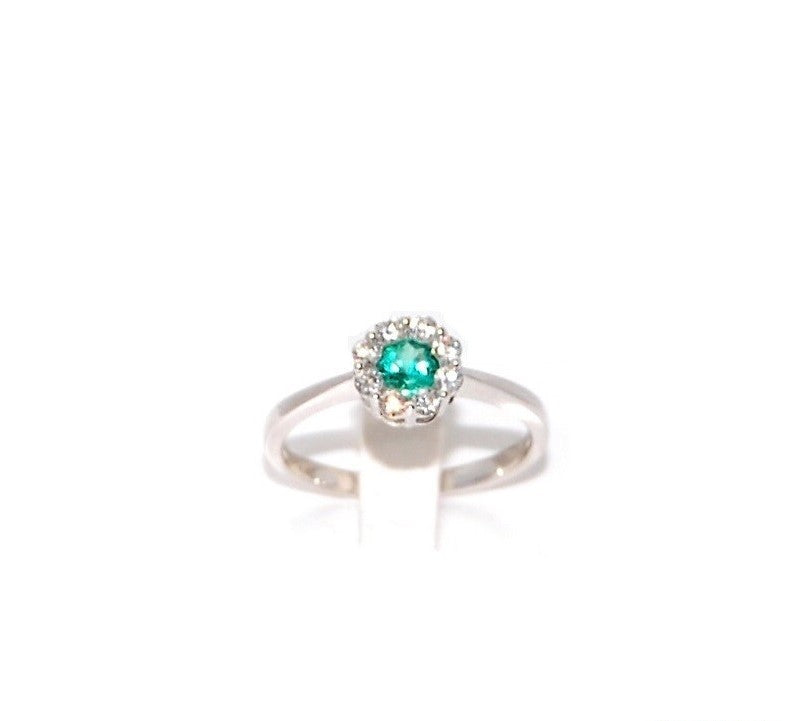 Anello donna Giorgio Visconti in oro bianco, diamanti e smeraldo ABX15038S