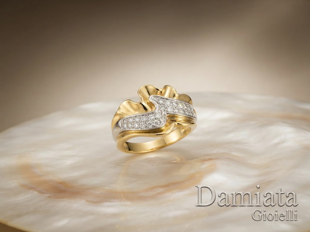 Anello fantasia donna Recarlo in oro giallo e diamanti ref. AE279/BR