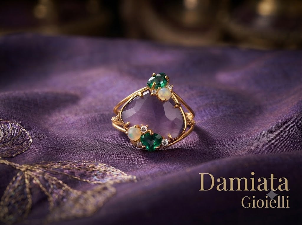 Anello donna Orelù in argento rosè con quarzo e zirconi ref. AN5PICO