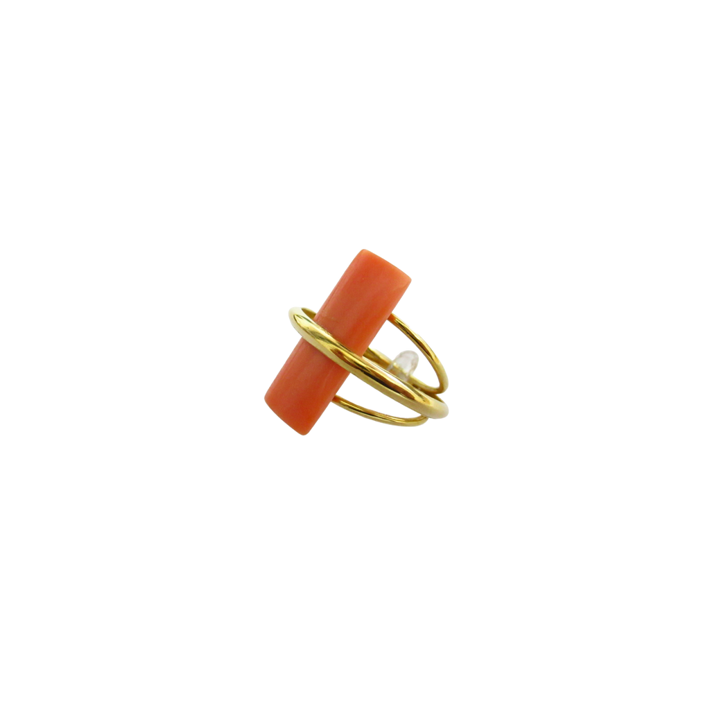 Anello fantasia donna Damiata Gioielli in oro giallo con corallo 2132/102