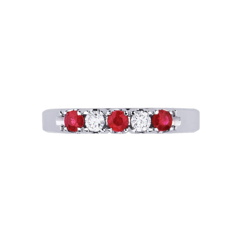 Anello veretta donna Lucciole Gioielli in oro bianco, diamanti e rubini ANV805P/4R
