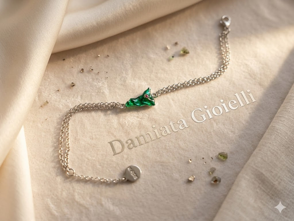 Bracciale doppio filo donna Sicily In raffigurante la Sicilia in metallo BC122B