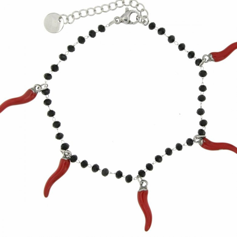 Bracciale corno portafortuna donna Urania Preziosi in acciaio BCN019