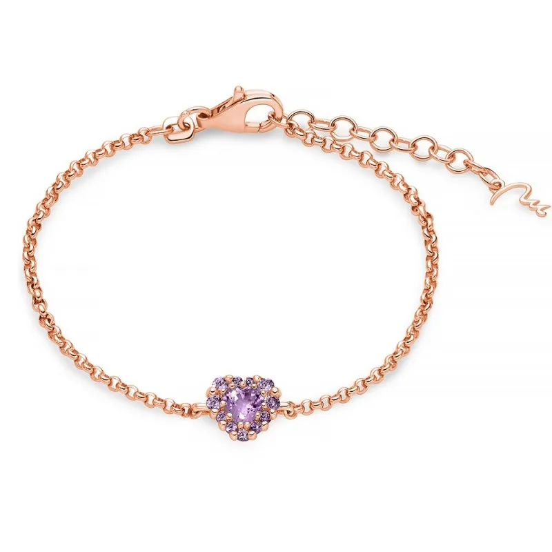 Bracciale donna Miluna in argento rosè 925% e ametista ref. BRD1000