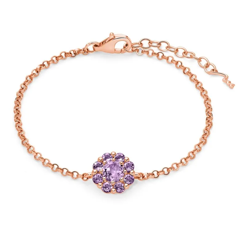Bracciale donna Miluna in argento rosè 925% e ametista ref. BRD994