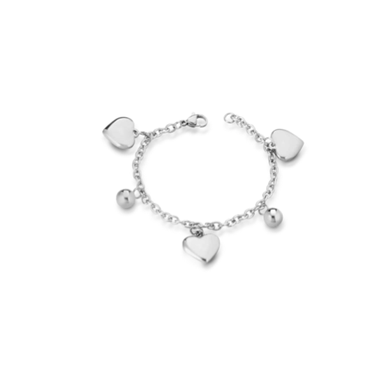 Bracciale donna 1ONE in acciaio con charm a cuore C1520