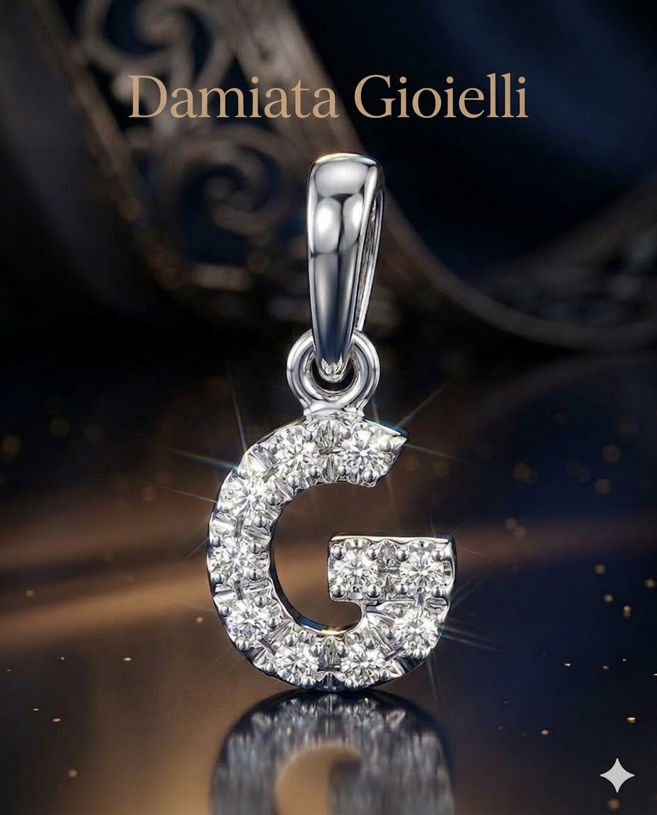 Charm donna Giorgio Visconti lettera G in oro bianco e diamanti CB38126/G
