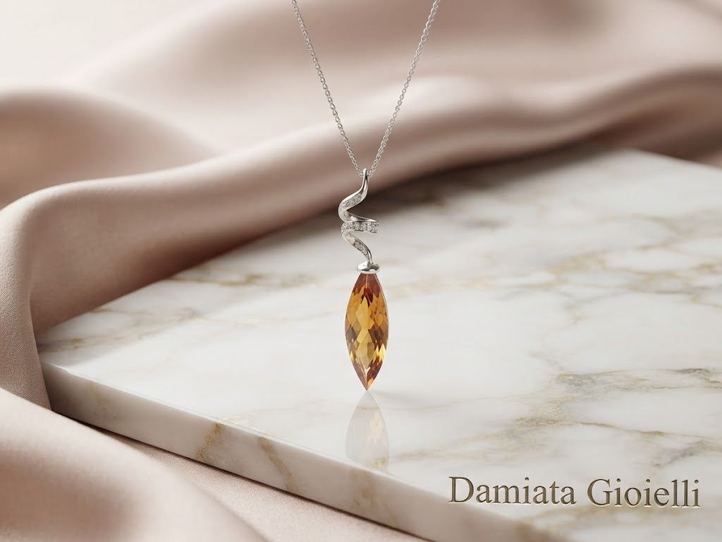 Collana fantasia donna Orelù in oro bianco, quarzo e diamanti di 0,04 carati ref. CHIOS22