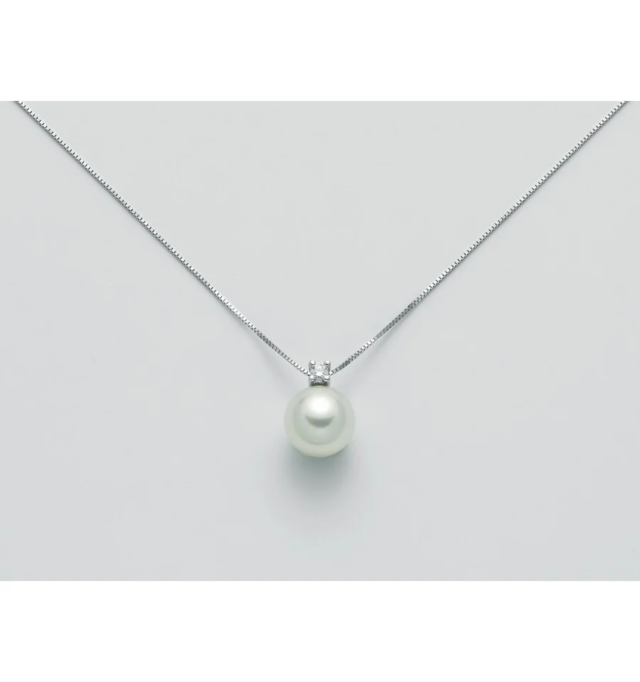 Collana donna Lucciole Gioielli in oro bianco, diamante e perla CIO005/6