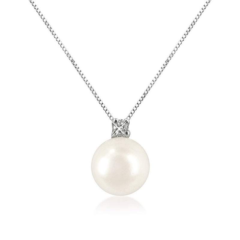 Collana donna Lucciole Gioielli in oro bianco, diamante e perla CIO003/7