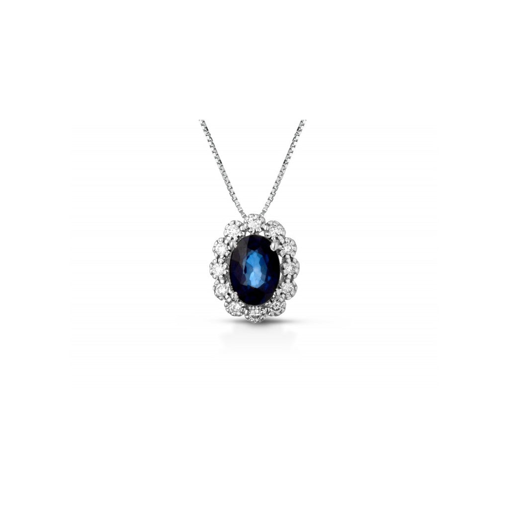 Collana donna Lucciole Gioielli in oro bianco, diamanti e zaffiro CIOFOXOV/2Z