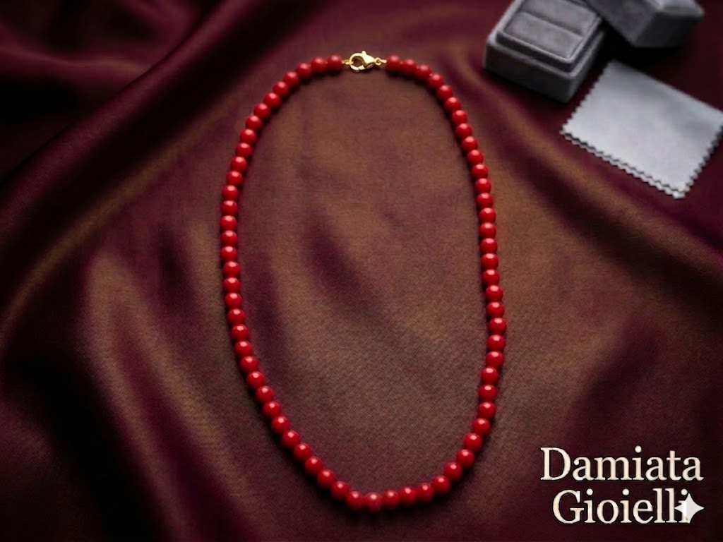 Collana donna Orelù filo di corallo rosso con chiusura in argento dorato ref. CL0001CRD