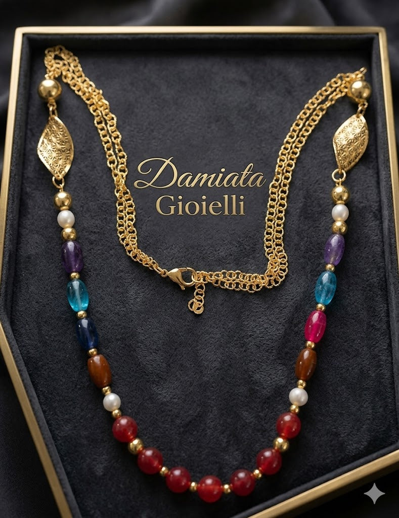 Collana donna Morfea Gioielli in ottone con quarzi multicolore ref. CL0001MUL