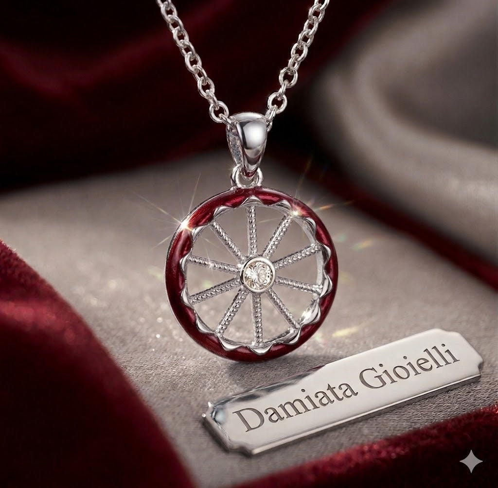 Collana donna Sicily In in lega metallica con pendente a ruota di carretto CL119B