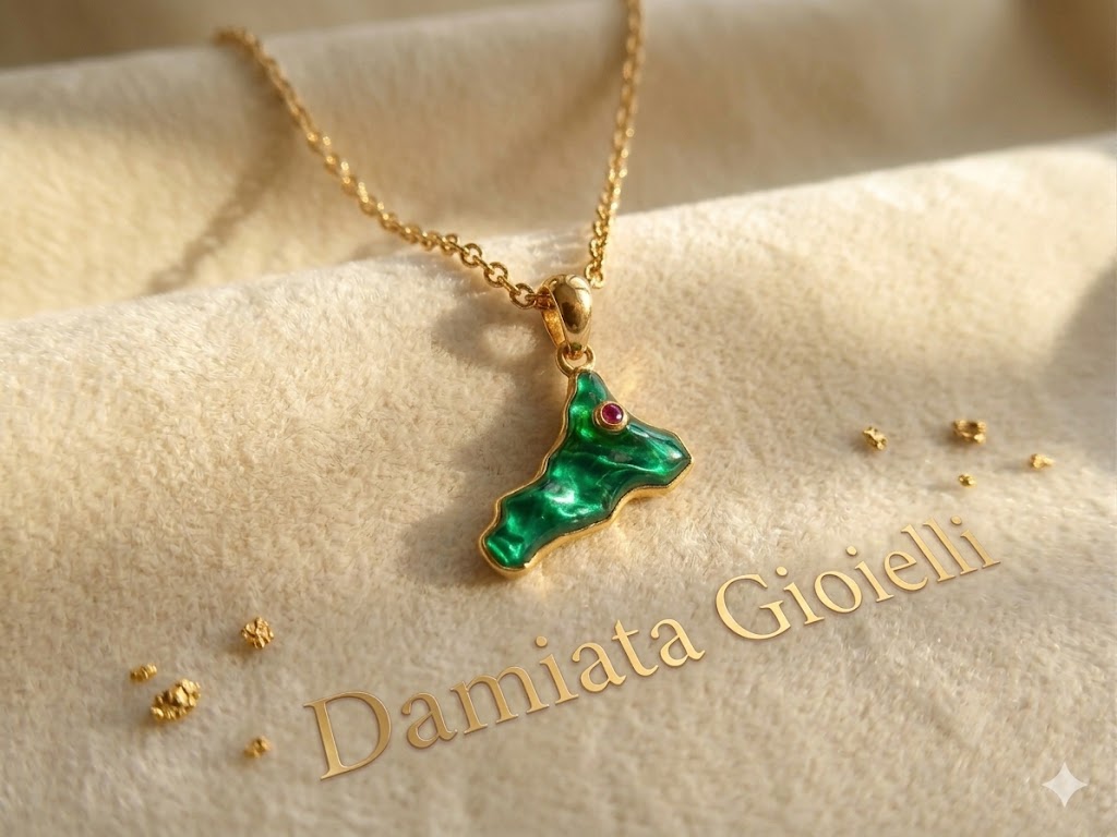 Collana donna Sicily In in lega metallica dorata con pendente Sicilia CL122G