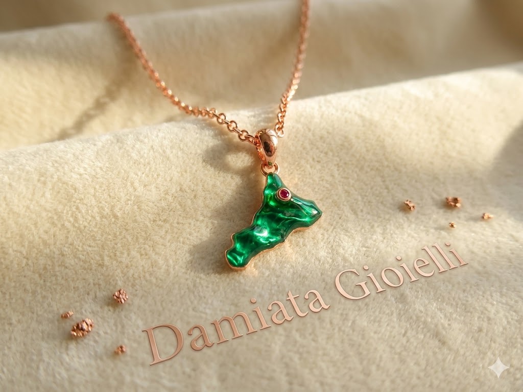 Collana donna Sicily In in lega metallica rosè con pendente Sicilia CL122R