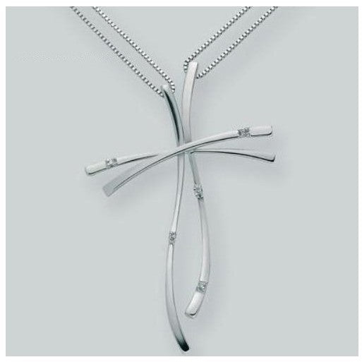 Collana a croce donna Miluna in oro bianco e diamanti CLD1086