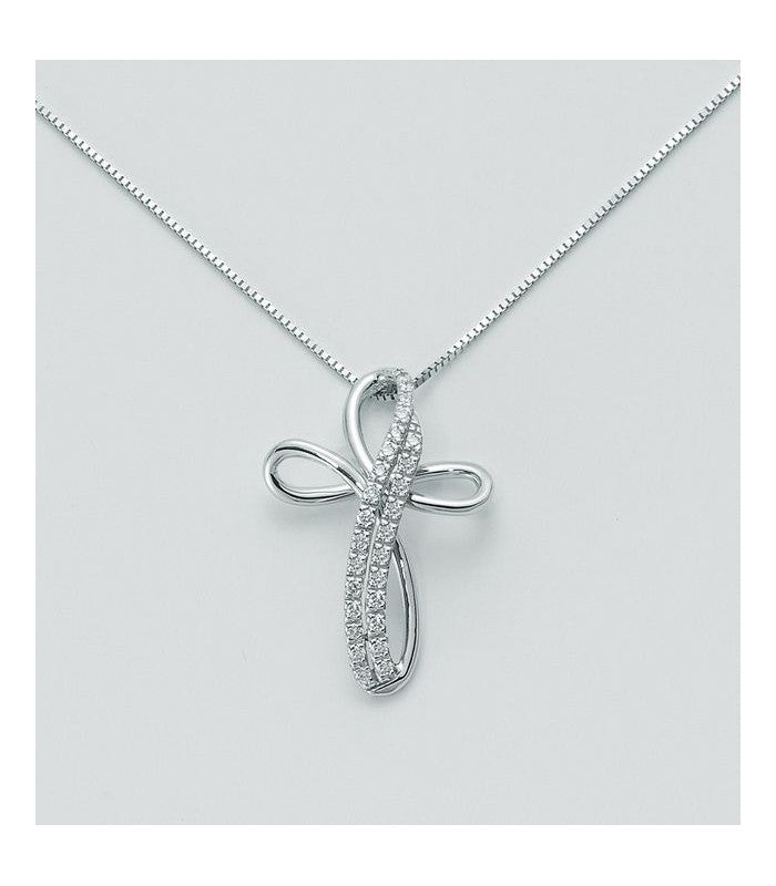 Collana a croce donna Miluna in oro bianco e diamanti CLD2259