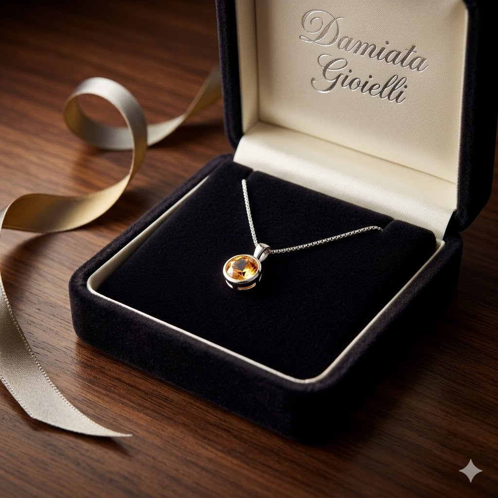 Collana donna Miluna in oro bianco con diamanti e topazio giallo CLD3257X